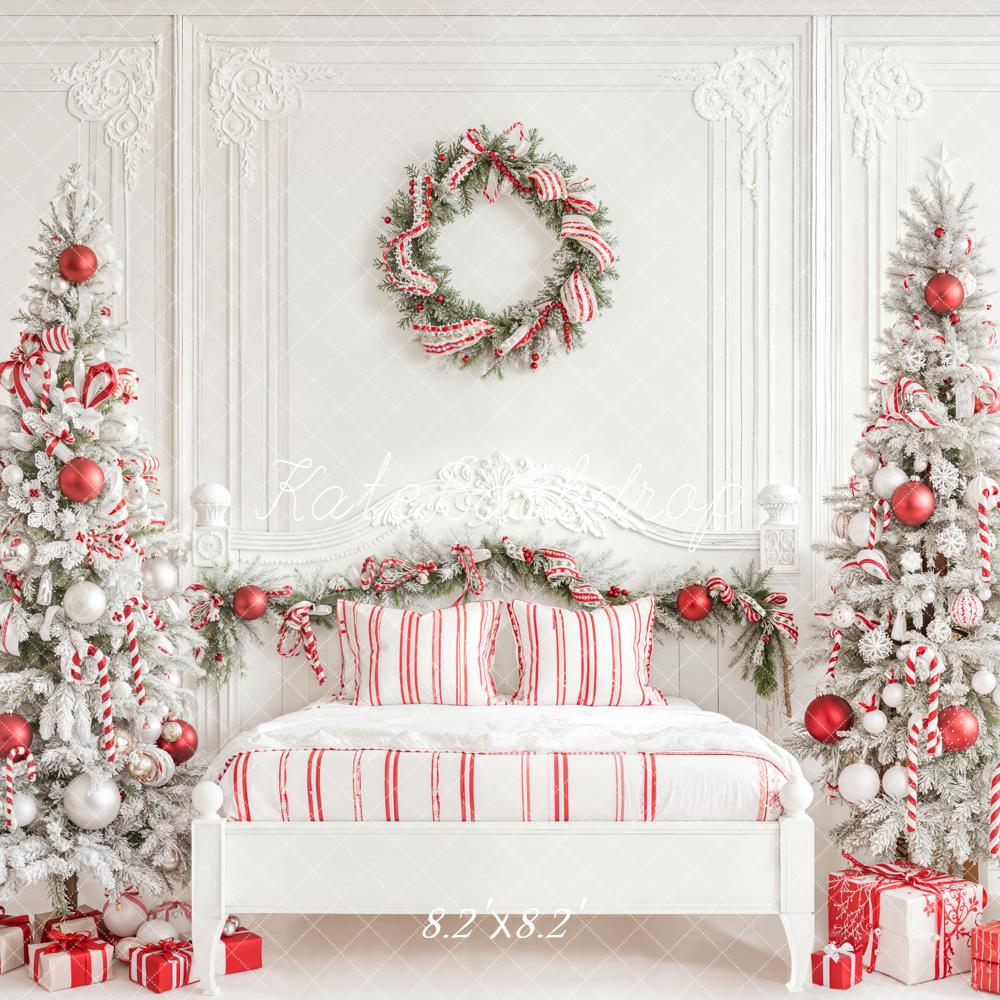 Kate Christmas Candy Cane Trees White Bed Backdrop Designed by Emetselch - Image 5