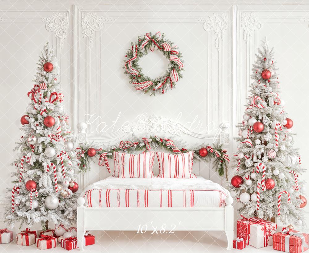 Kate Christmas Candy Cane Trees White Bed Backdrop Designed by Emetselch - Image 6