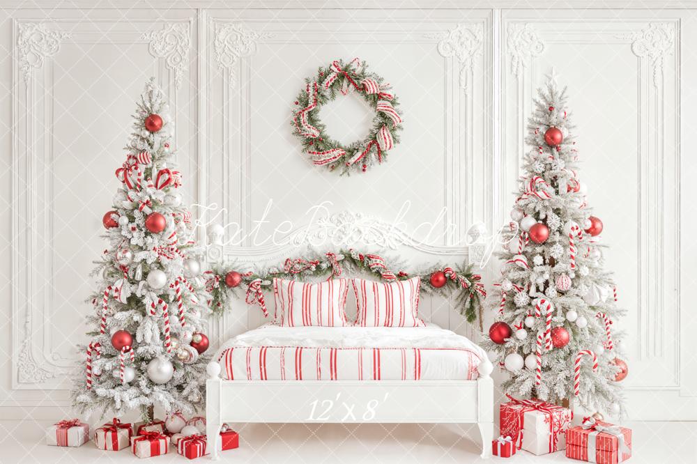 Kate Christmas Candy Cane Trees White Bed Backdrop Designed by Emetselch - Image 8