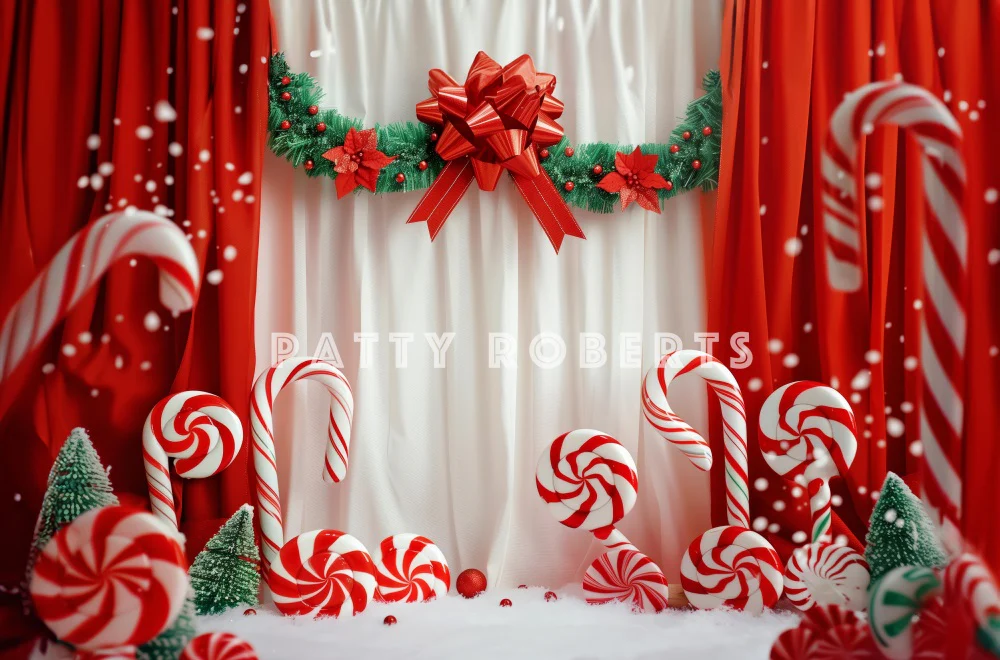 Kate Christmas Candy Canes Red Curtains Backdrop Designed by Patty Robert - Image 4