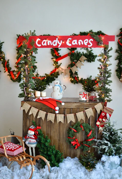 Kate Christmas Candy Canes with Decorations Backdrop for Photography - Image 2