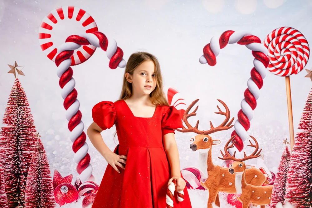 Kate Christmas Candy Cocoa Red Backdrop for Photography - Image 3