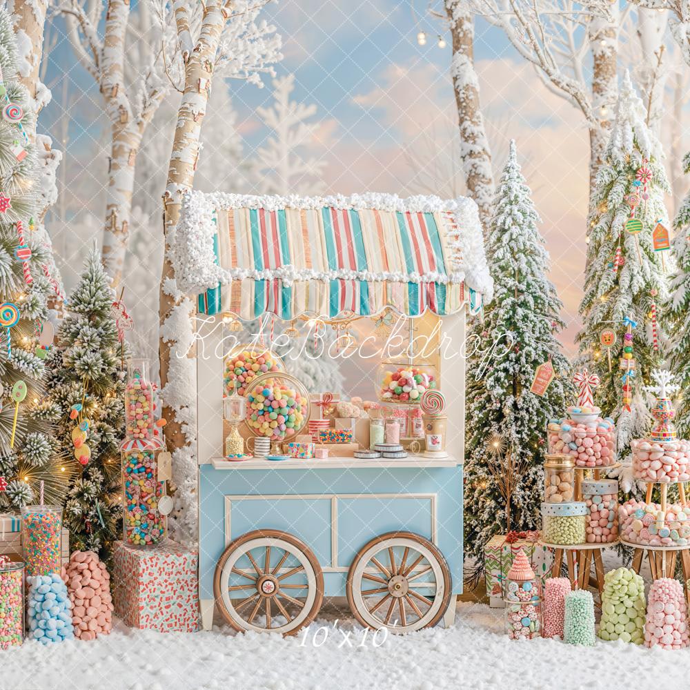 Kate Christmas Candy Forest Snowy Trees Backdrop Designed by Emetselch - Image 7