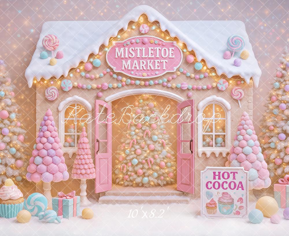 Kate Christmas Candy House Pastel Trees Backdrop Designed by Ashley Paul - Image 6