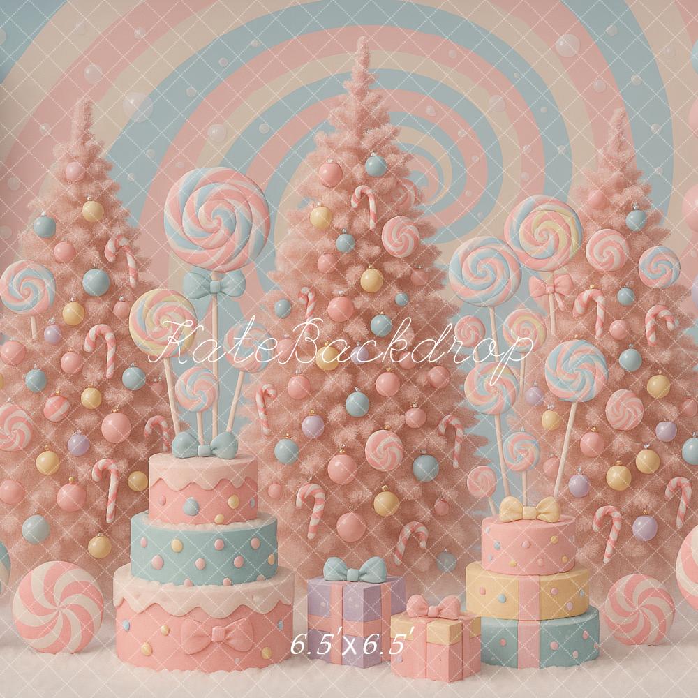 Kate Christmas Candy Land Pastel Swirl Cakes Backdrop Designed by Ashley Paul - Image 2