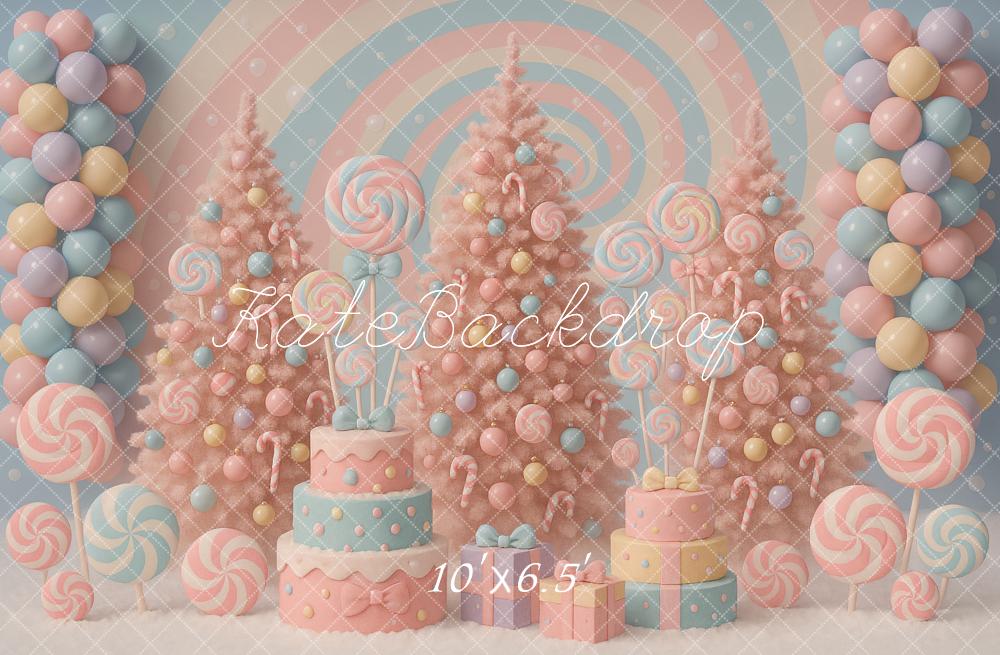 Kate Christmas Candy Land Pastel Swirl Cakes Backdrop Designed by Ashley Paul - Image 4