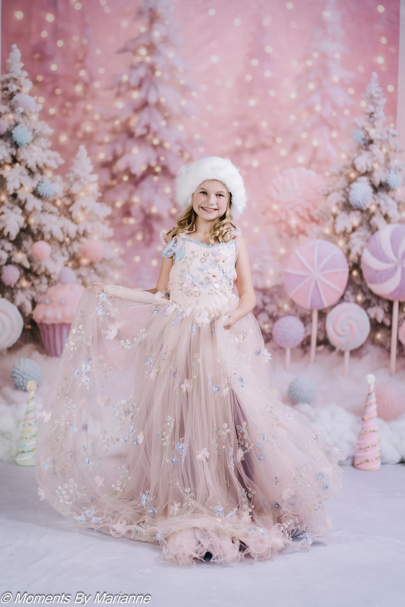 Kate Christmas Candy Lollipops Trees Pink Backdrop Designed by Ashley Paul - Image 3