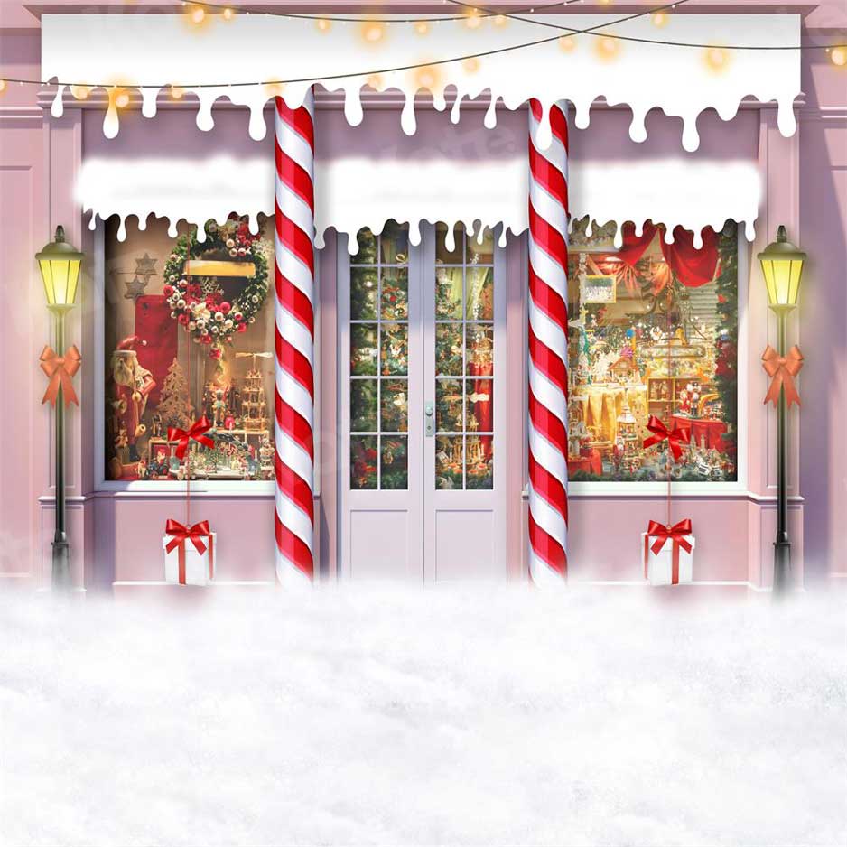 Kate Christmas Candy Pink Toy Store Backdrop for Photography - Image 2