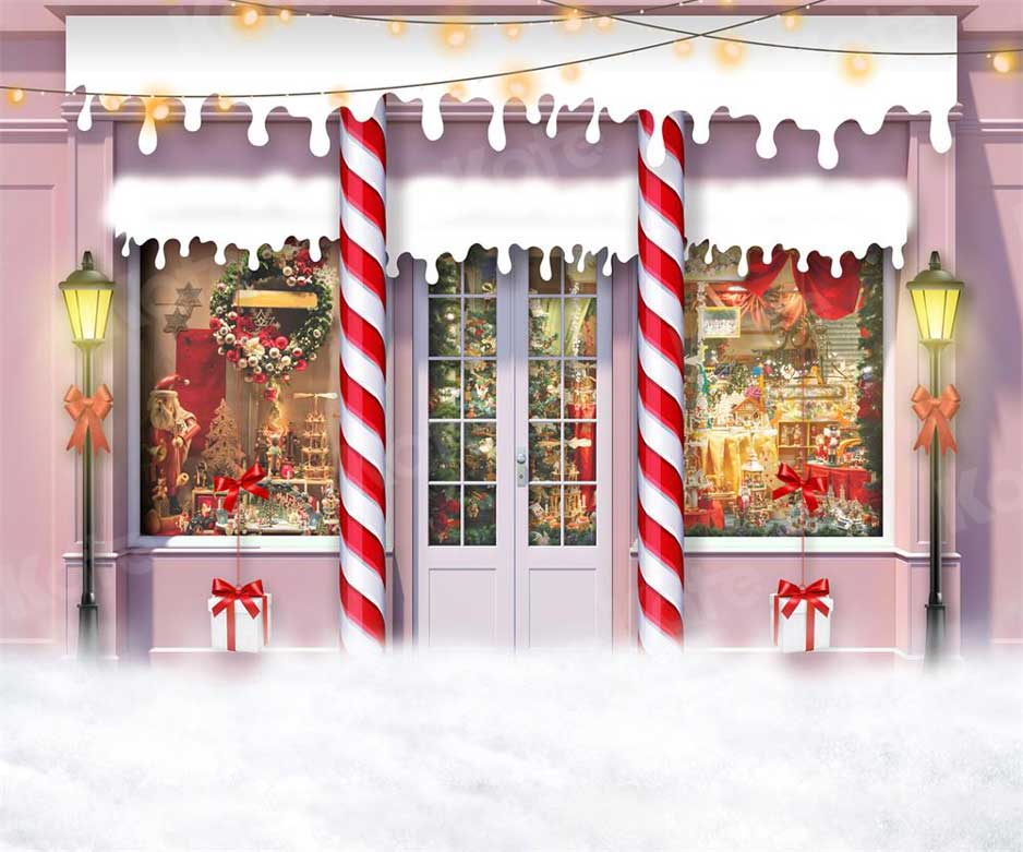 Kate Christmas Candy Pink Toy Store Backdrop for Photography - Image 3