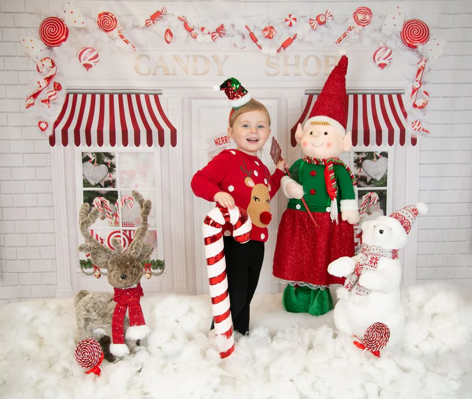 Kate Christmas Candy Shop Children Backdrop for Photography - Image 10