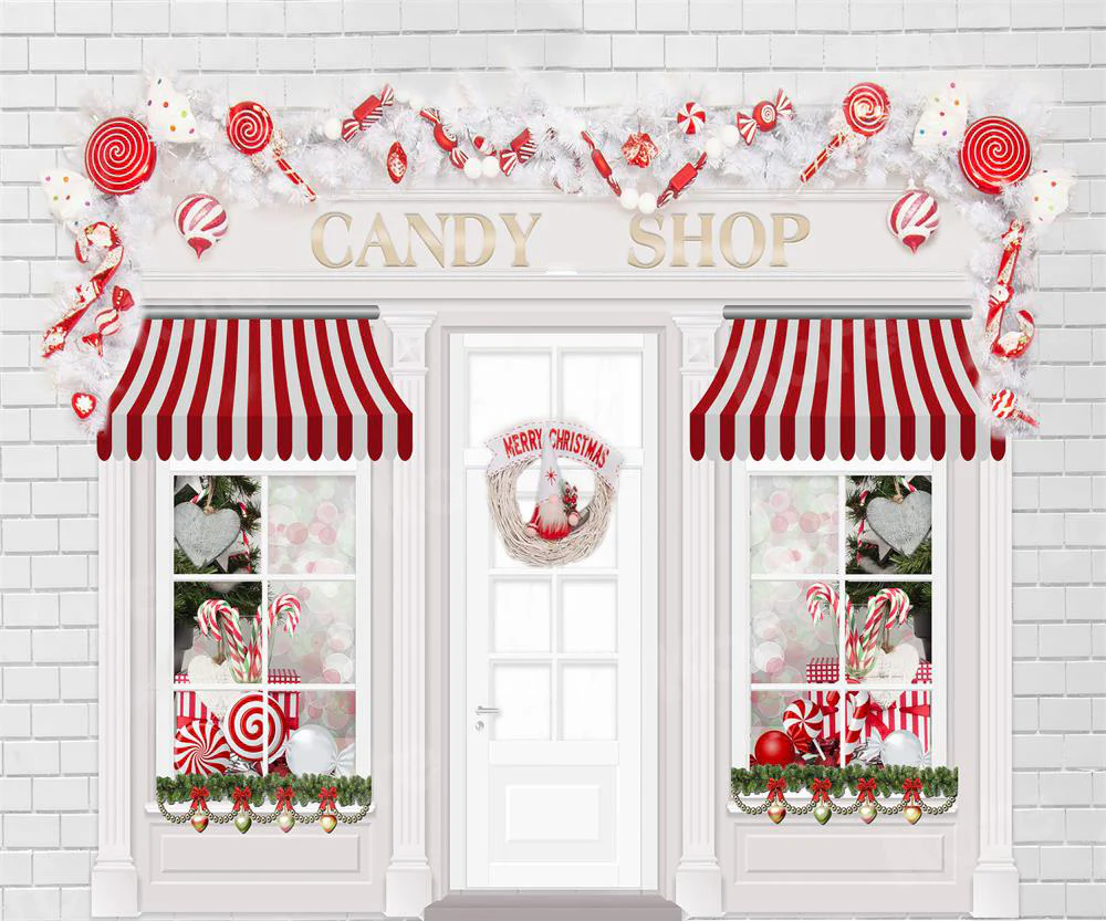 Kate Christmas Candy Shop Children Backdrop for Photography - Image 12
