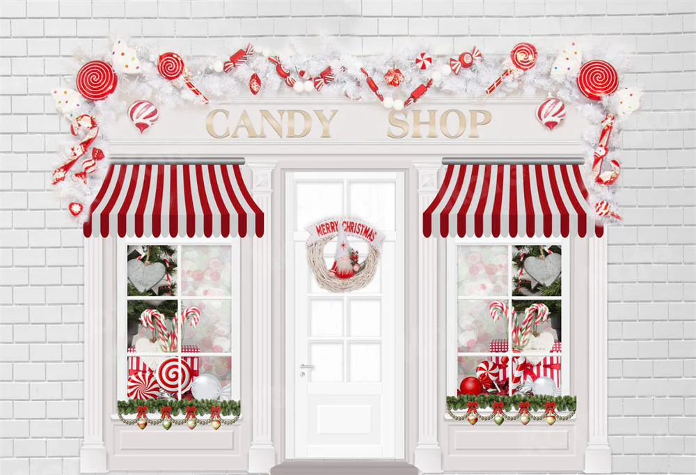 Kate Christmas Candy Shop Children Backdrop for Photography - Image 2