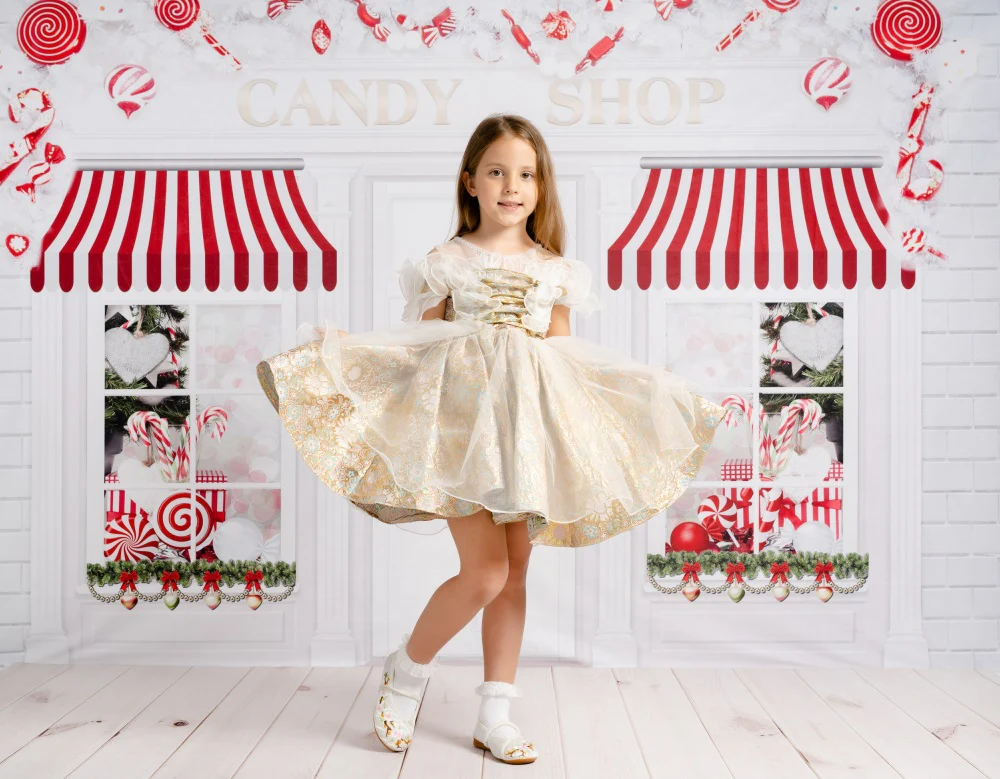 Kate Christmas Candy Shop Children Backdrop for Photography - Image 5