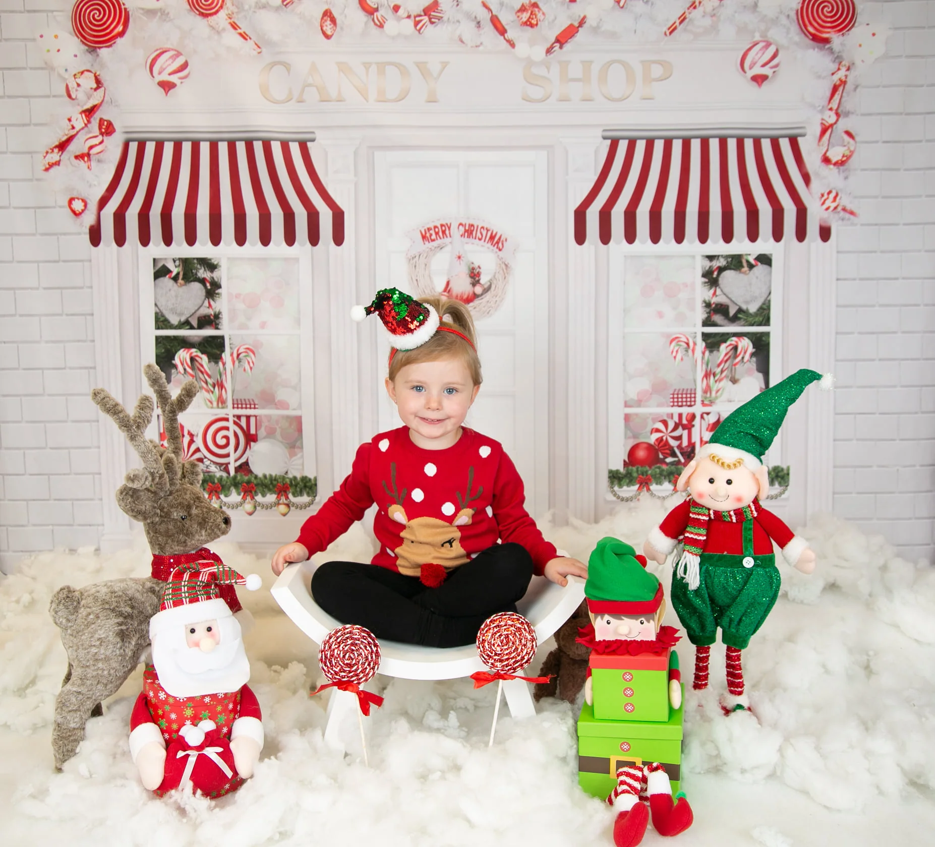 Kate Christmas Candy Shop Children Backdrop for Photography - Image 7