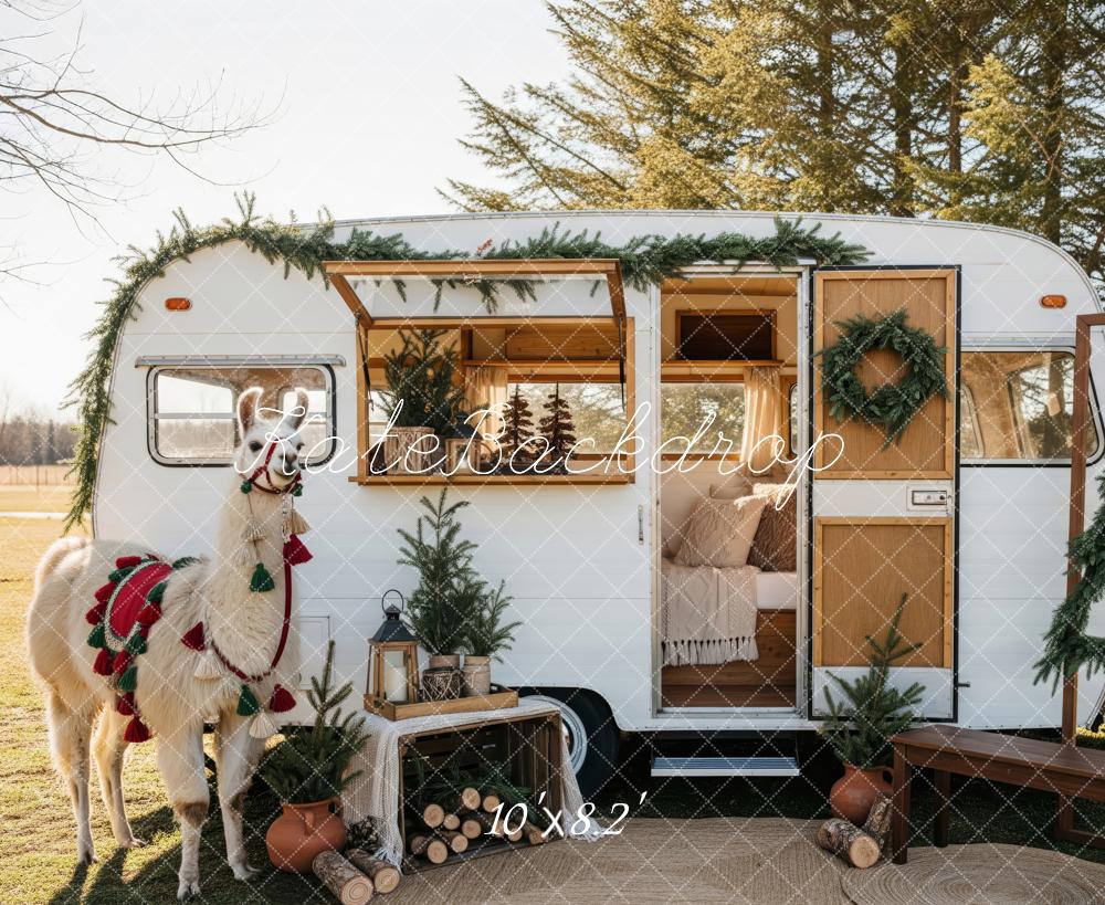 Kate Christmas Caravan Llama Greenery Backdrop Designed by Patty Robert - Image 6