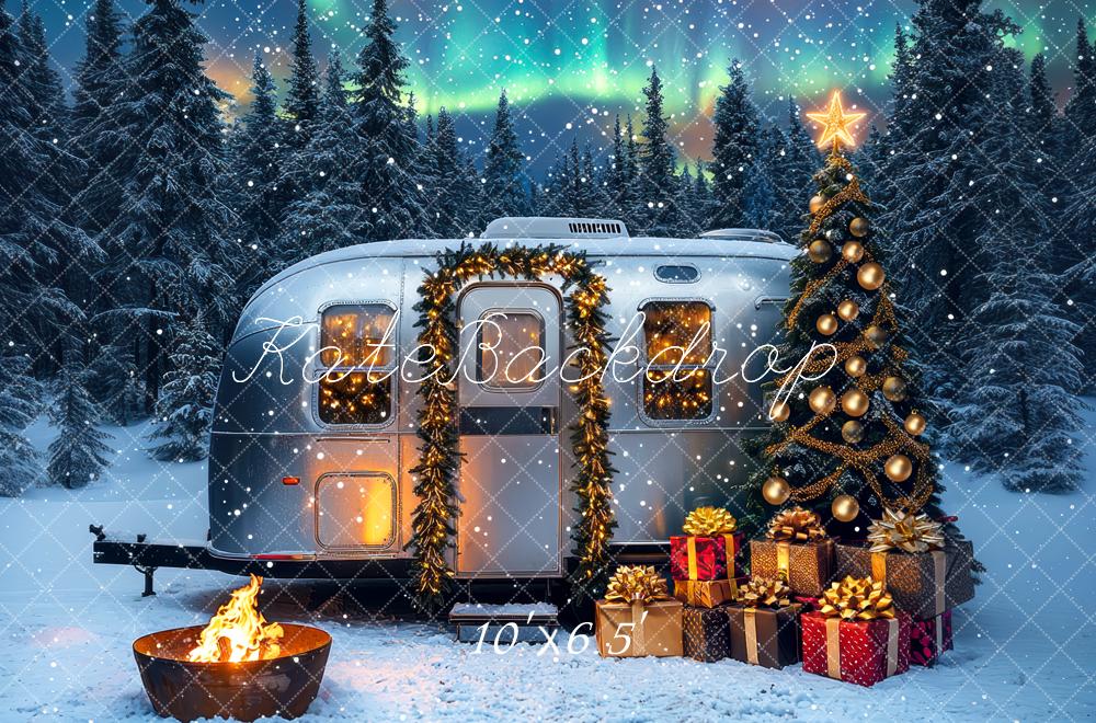 Kate Christmas Caravan Tree Snowy Forest Backdrop Designed by Mini MakeBelieve - Image 4