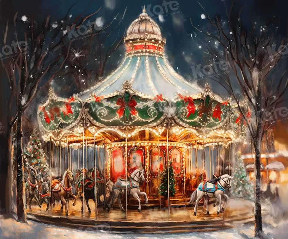 Kate Christmas Carousel Backdrop Designed by Chain Photography - Image 3