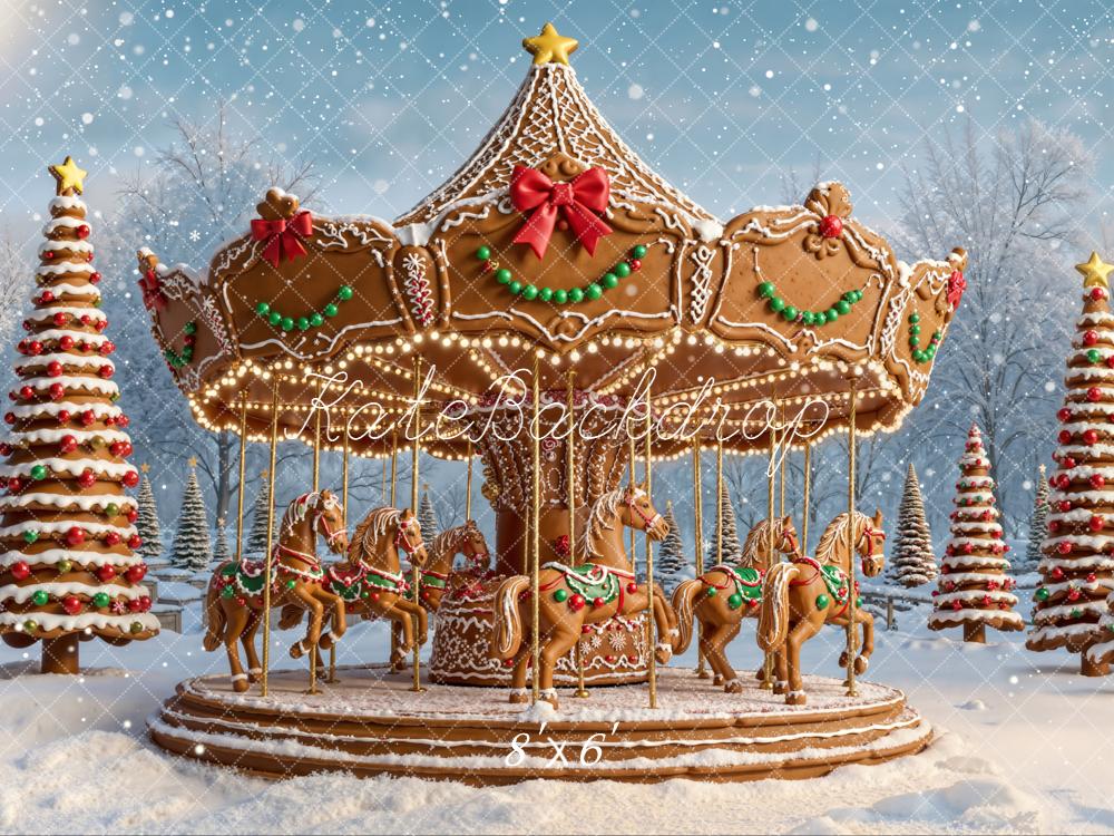 Kate Christmas Carousel Gingerbread Backdrop Designed by Emetselch - Image 3