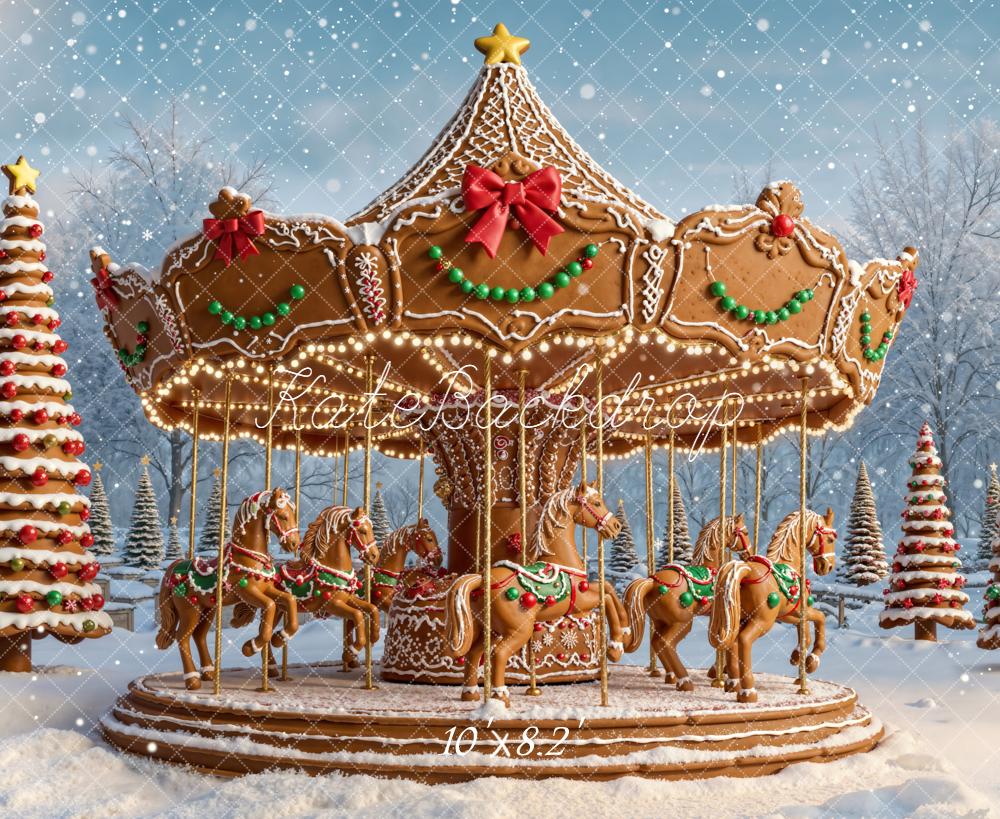 Kate Christmas Carousel Gingerbread Backdrop Designed by Emetselch - Image 6