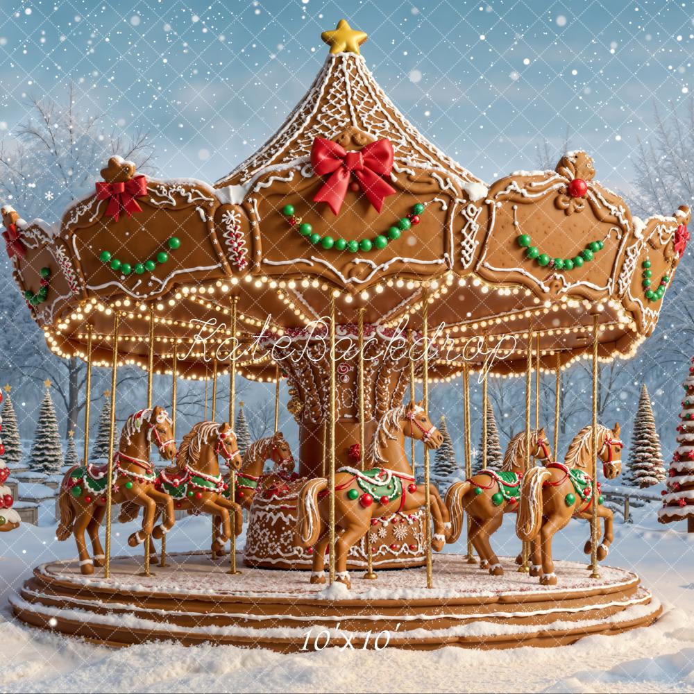 Kate Christmas Carousel Gingerbread Backdrop Designed by Emetselch - Image 7
