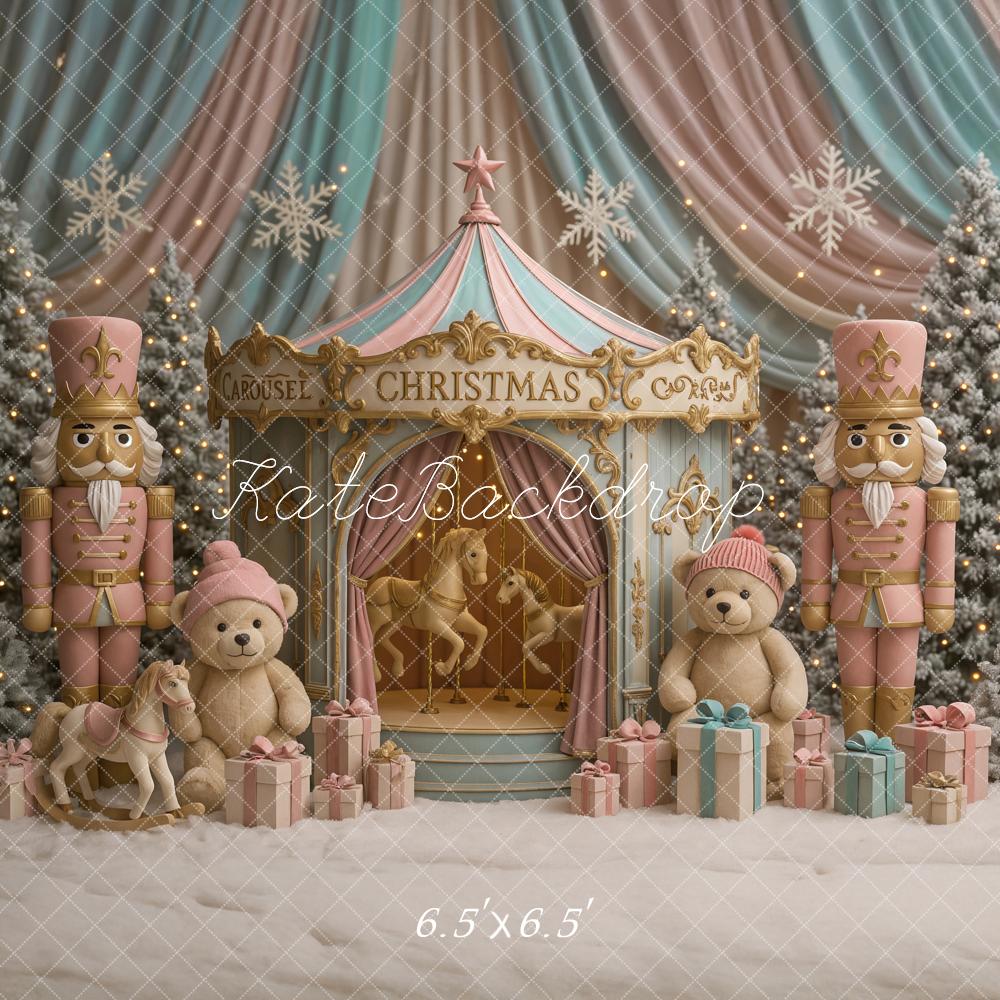 Kate Christmas Carousel Nutcracker Teddy Gifts Backdrop Designed by Ashley Paul - Image 2