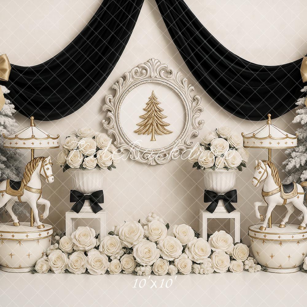 Kate Christmas Carousel Trees White Roses Backdrop Designed by Ashley Paul - Image 7