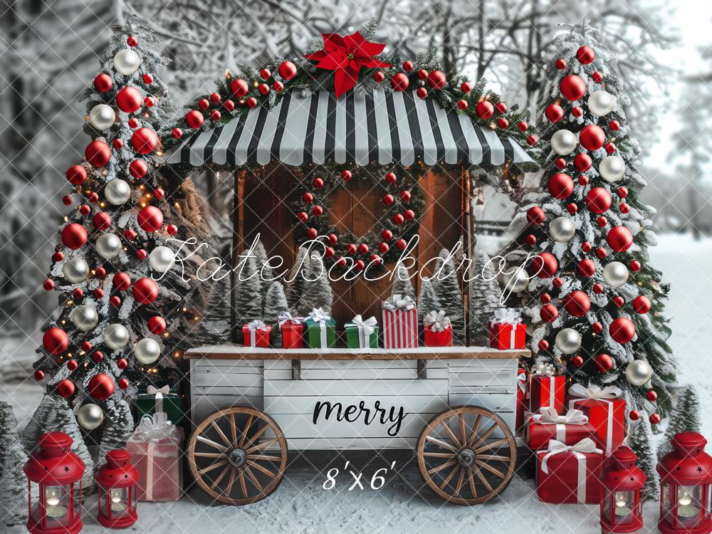 Kate Christmas Cart Presents Snowy Trees Backdrop Designed by Mini MakeBelieve - Image 3