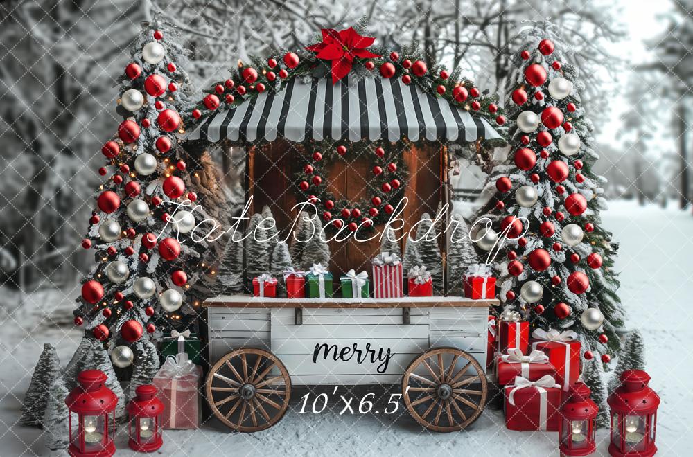 Kate Christmas Cart Presents Snowy Trees Backdrop Designed by Mini MakeBelieve - Image 4