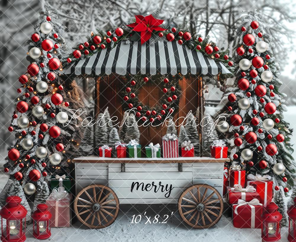 Kate Christmas Cart Presents Snowy Trees Backdrop Designed by Mini MakeBelieve - Image 6