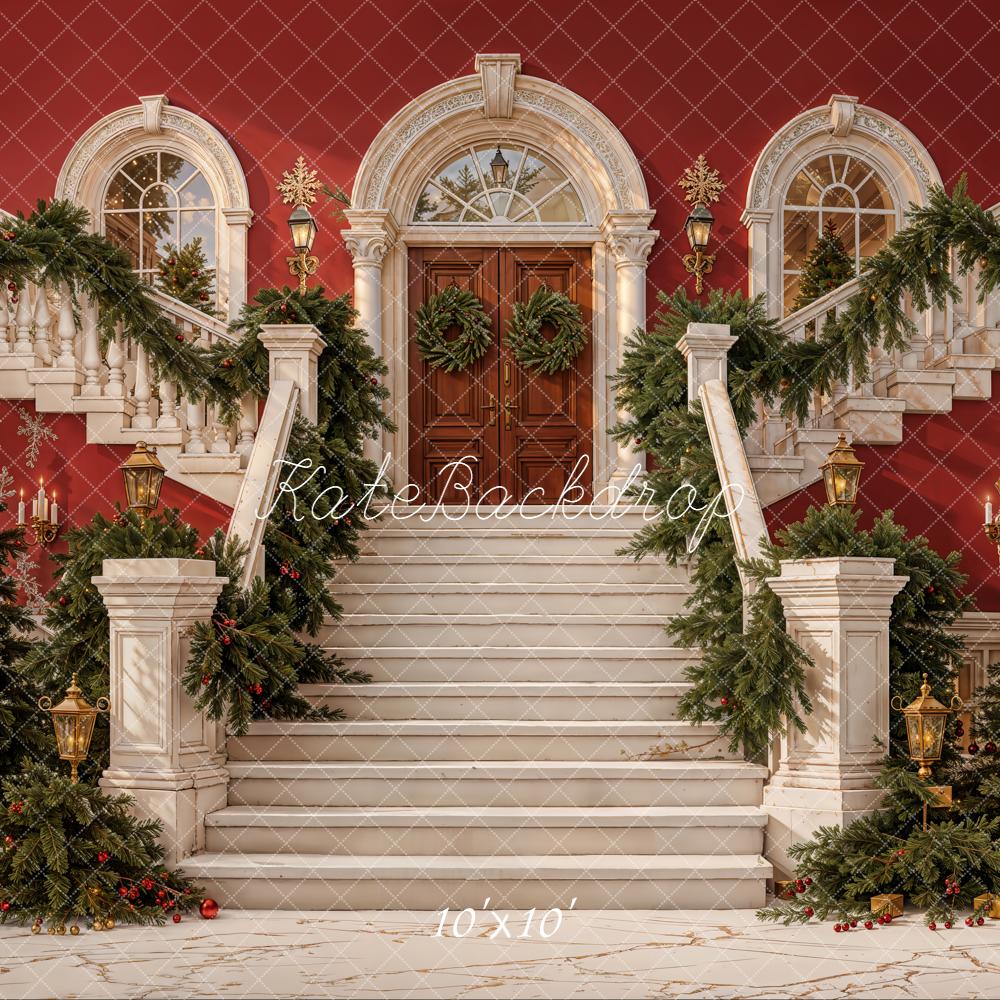 Kate Christmas Cascading Stairs Garland Trees Backdrop Designed by Emetselch - Image 7