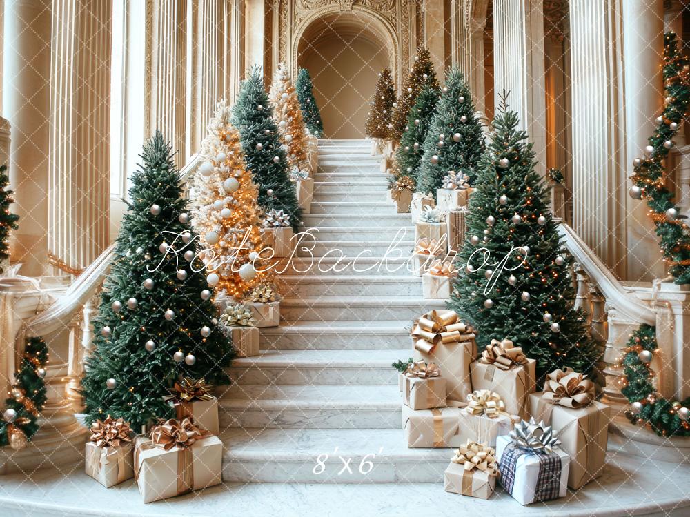 Kate Christmas Cascading Stairs Trees Gifts Backdrop Designed by Mini MakeBelieve - Image 3