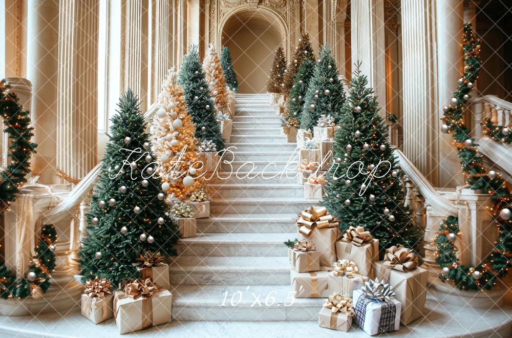 Kate Christmas Cascading Stairs Trees Gifts Backdrop Designed by Mini MakeBelieve - Image 4