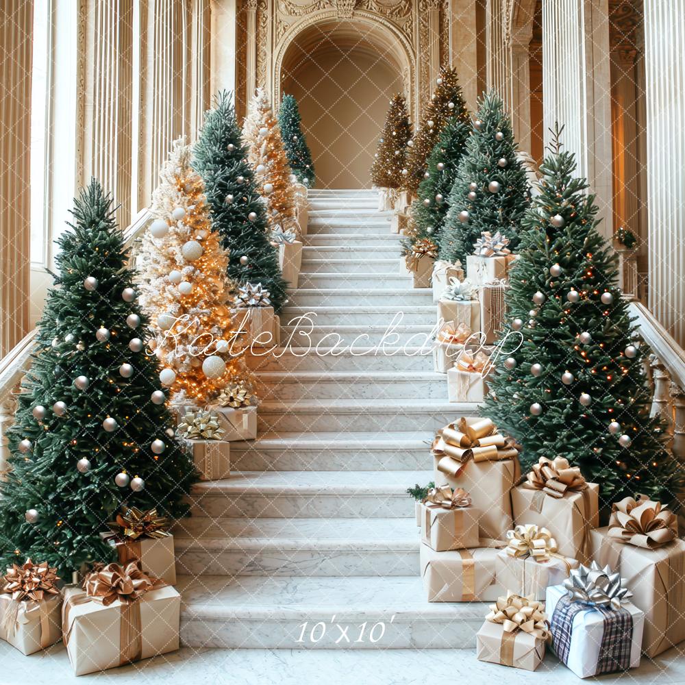 Kate Christmas Cascading Stairs Trees Gifts Backdrop Designed by Mini MakeBelieve - Image 7