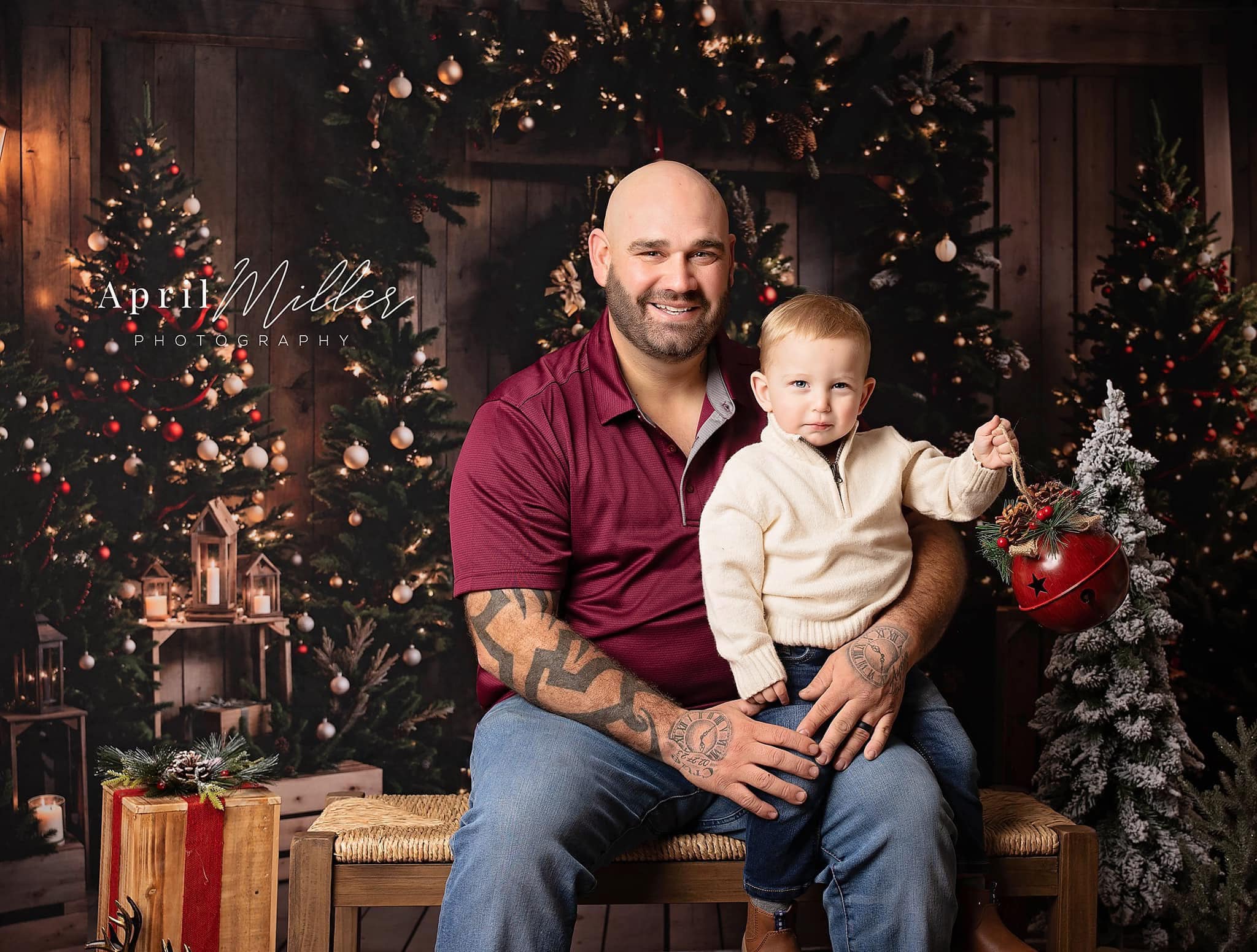 Kate Christmas Dark Brown Barn Door Backdrop Designed by Emetselch