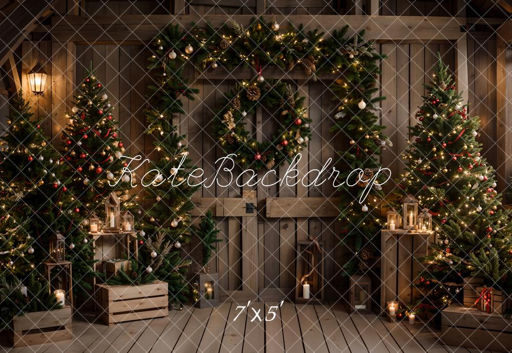 Kate Christmas Dark Brown Barn Door Backdrop Designed by Emetselch - Image 2