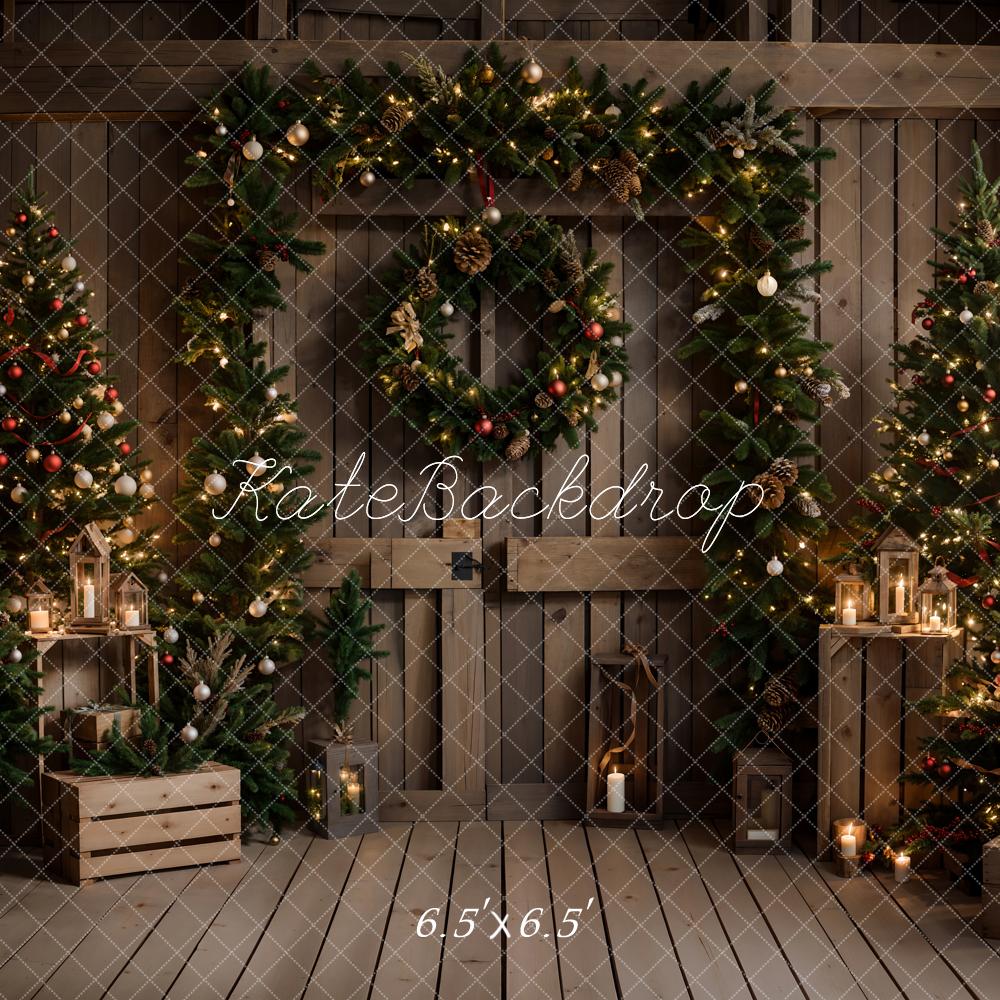 Kate Christmas Dark Brown Barn Door Backdrop Designed by Emetselch - Image 4