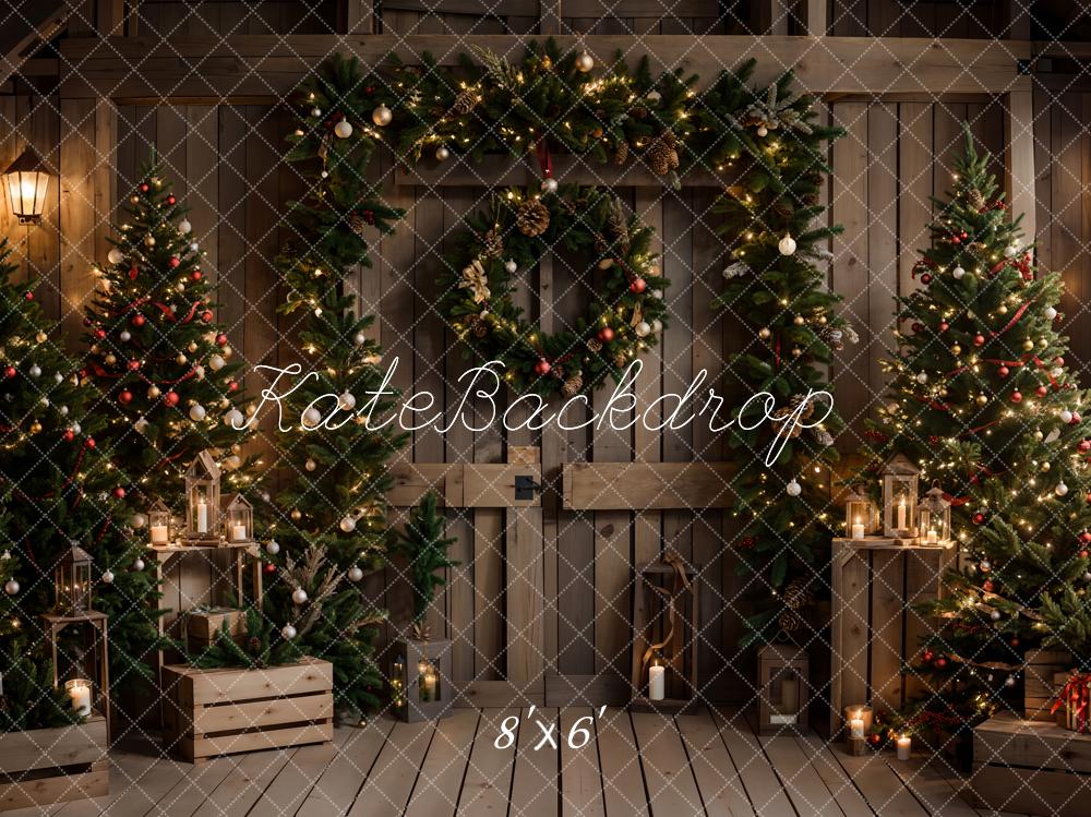 Kate Christmas Dark Brown Barn Door Backdrop Designed by Emetselch - Image 5