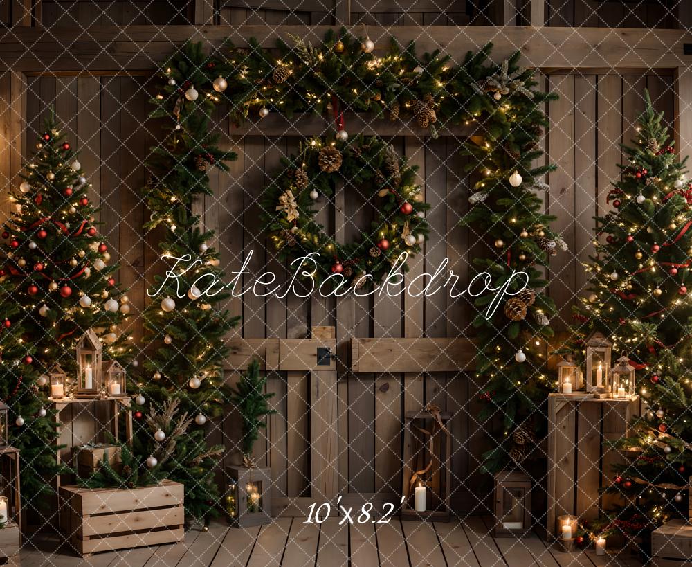 Kate Christmas Dark Brown Barn Door Backdrop Designed by Emetselch - Image 7