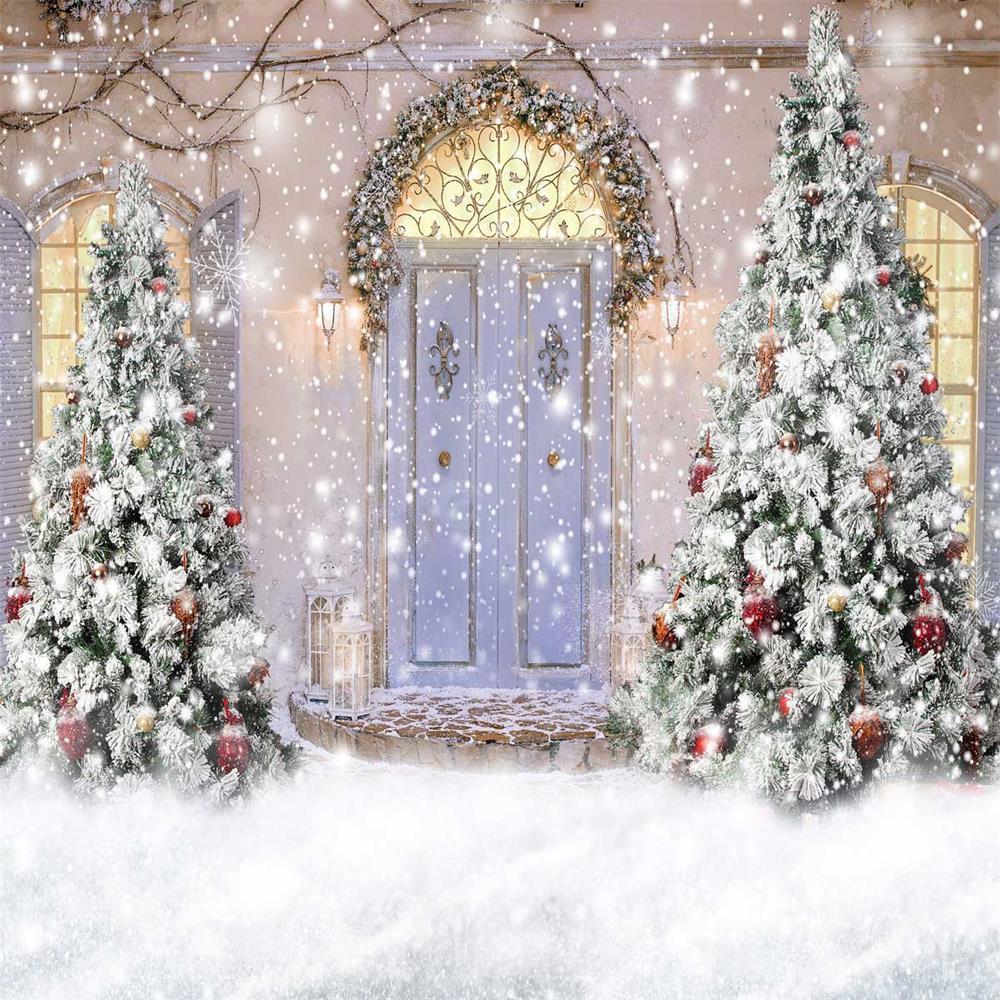 Kate Christmas Door Front Snow Backdrop for Photography - Image 10