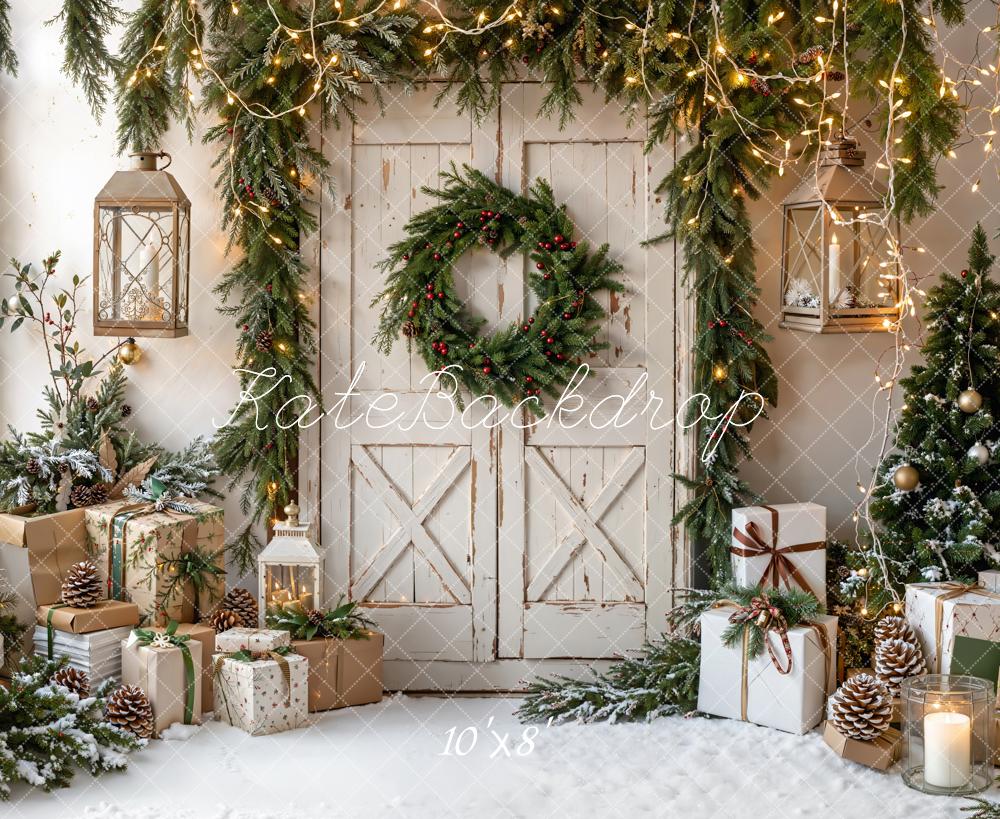 Kate Christmas Door Garland Fleece Backdrop Designed by Emetselch - Image 3