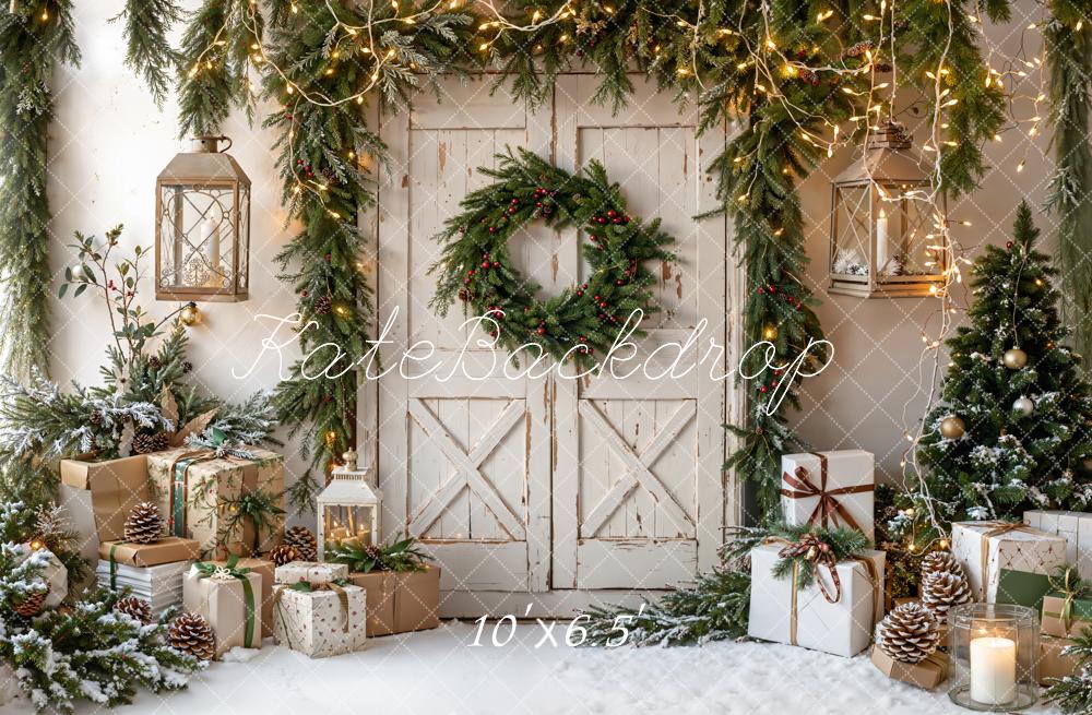 Kate Christmas Door Garland Fleece Backdrop Designed by Emetselch - Image 4