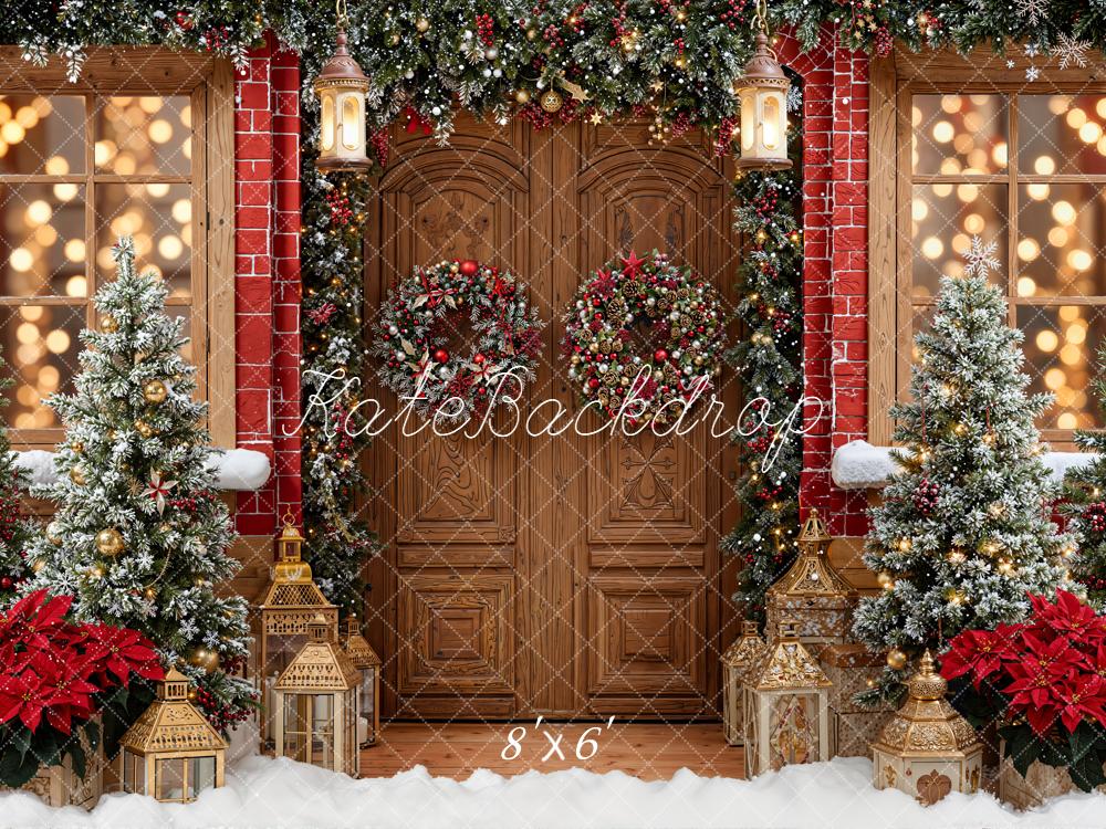 Kate Christmas Door Wreath Lantern Trees Backdrop Designed by Emetselch - Image 3