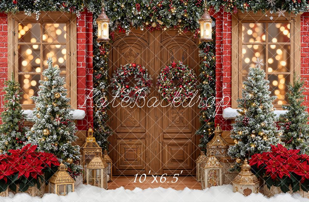 Kate Christmas Door Wreath Lantern Trees Backdrop Designed by Emetselch - Image 4