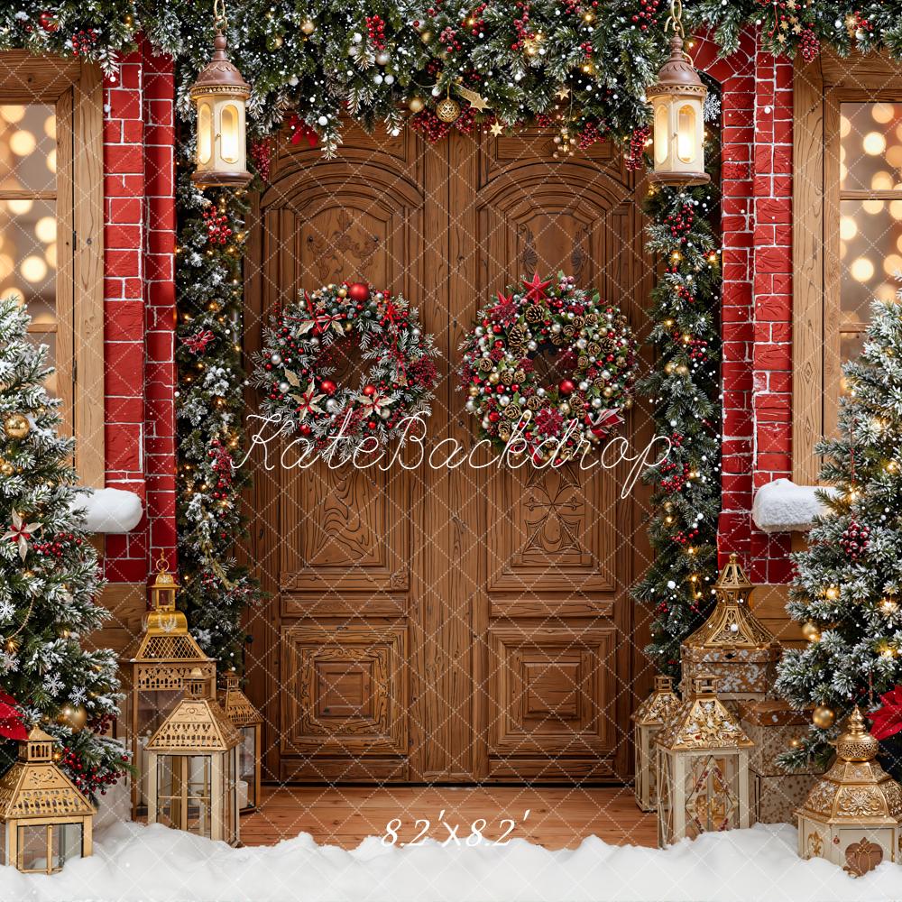 Kate Christmas Door Wreath Lantern Trees Backdrop Designed by Emetselch - Image 5