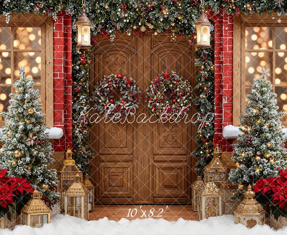 Kate Christmas Door Wreath Lantern Trees Backdrop Designed by Emetselch - Image 6