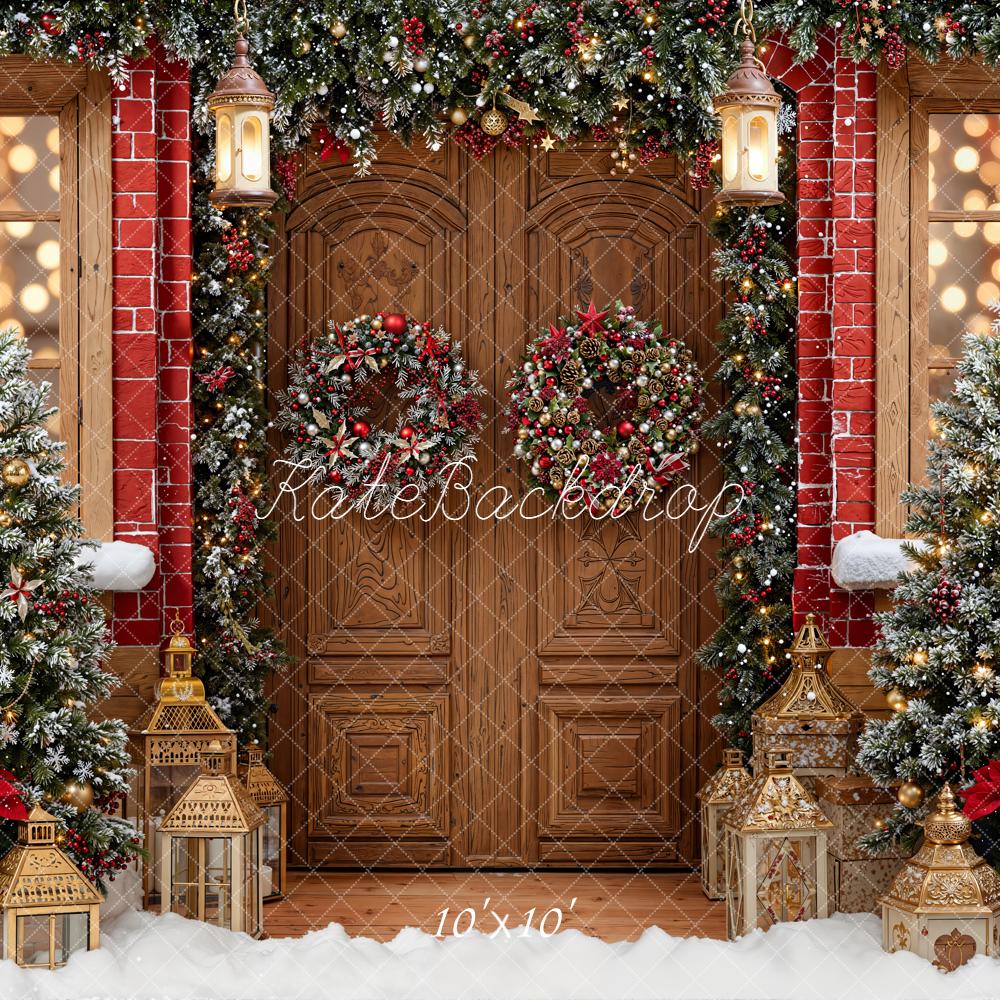 Kate Christmas Door Wreath Lantern Trees Backdrop Designed by Emetselch - Image 7