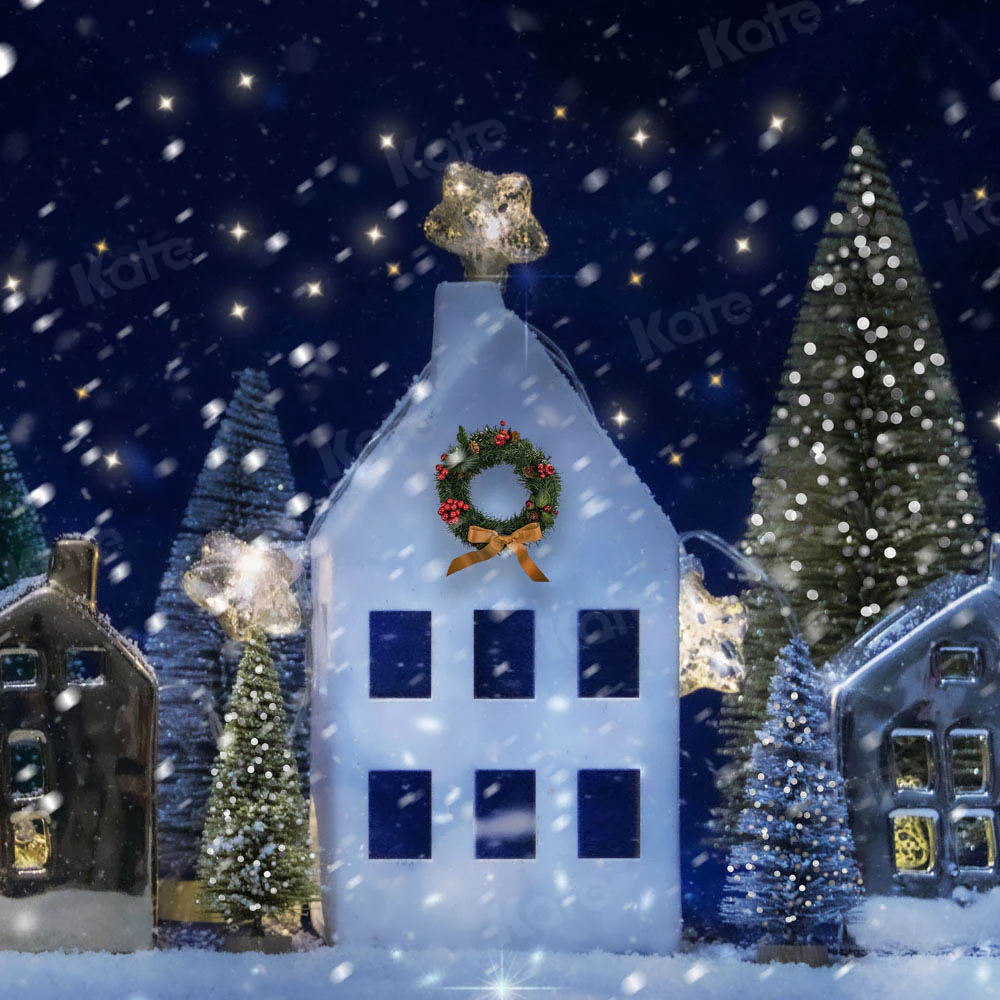Kate Christmas Eve Tree Snowy Backdrop Designed by Chain Photography - Image 2