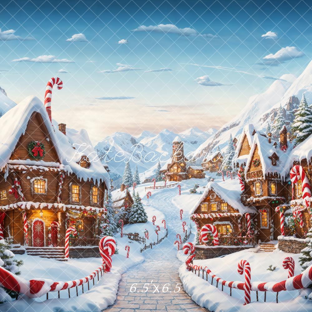 Kate Christmas Fantasy Cartoon Gingerbread Town Backdrop Designed by Emetselch - Image 2
