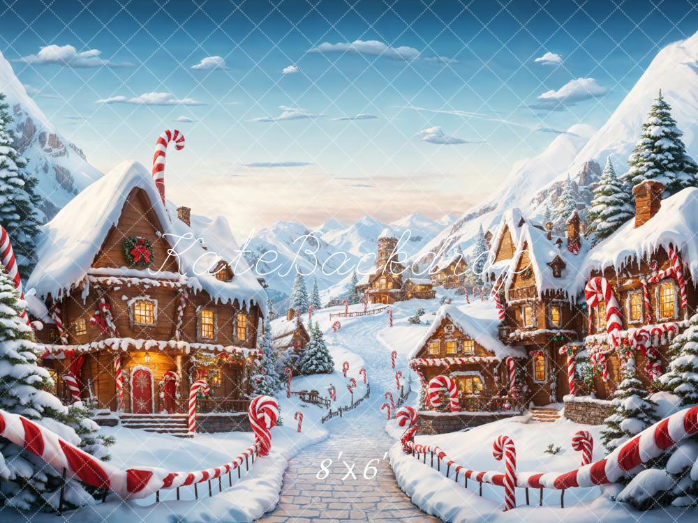 Kate Christmas Fantasy Cartoon Gingerbread Town Backdrop Designed by Emetselch - Image 3