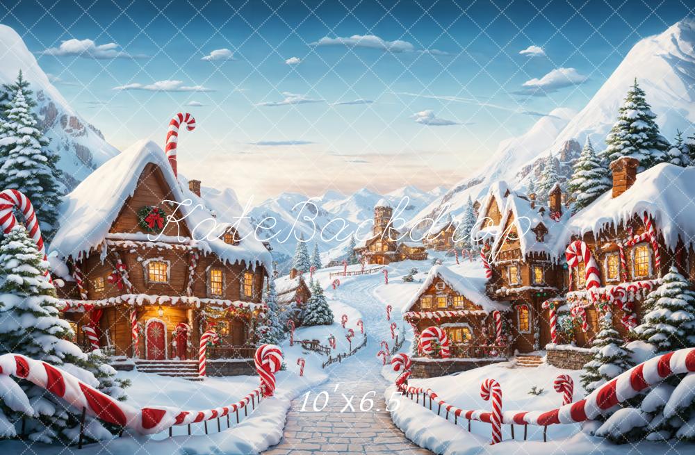 Kate Christmas Fantasy Cartoon Gingerbread Town Backdrop Designed by Emetselch - Image 4